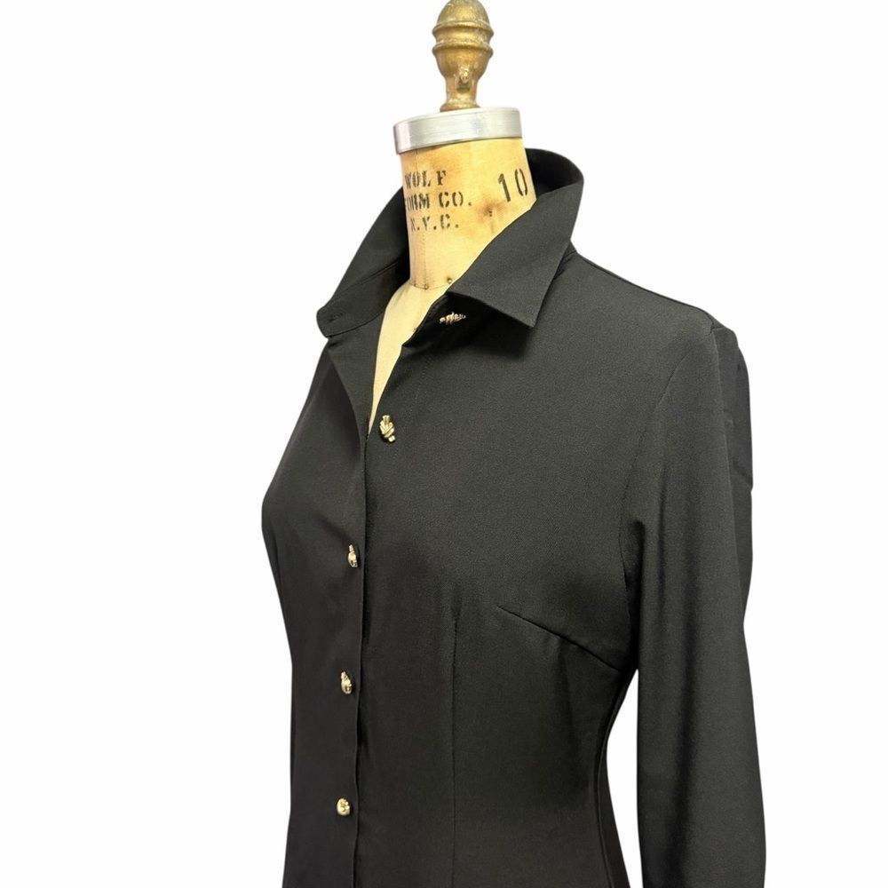 Commense Black Dress With Gold Knot Buttons Size M - Picture 4 of 10